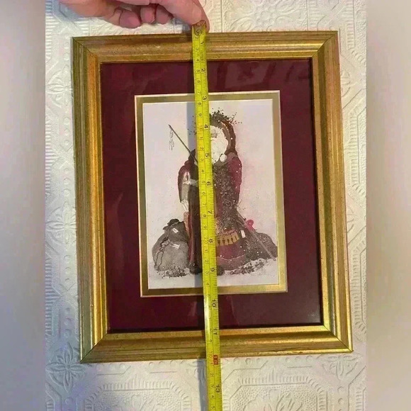 1 FRAMED Peggy Abrams Santa Claus  Father Christmas Print. Burgundy & gold matte - Picture 8 of 9